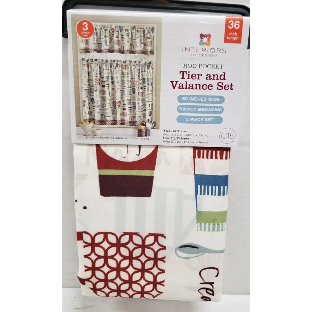 3pc. Rod Pocket Curtains Set (2 Tiers & Valance 60